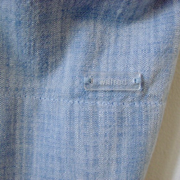 Aritzia Wilfred Blue Chambray Bustier Mini Dress Cotton Coastal Summer ~ Size 8 - Picture 12 of 12